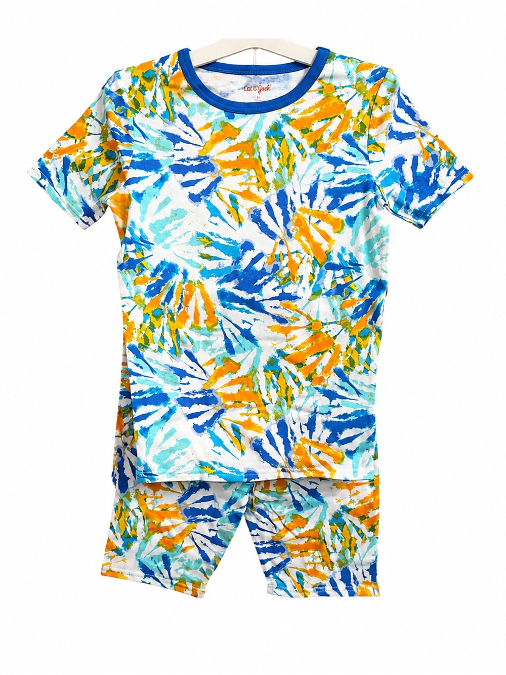 Cat & Jack Boys (Unisex) NWT 2PC Pajama Set Size 14 Blue Orange Tie Dye